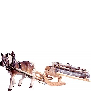 DE6061 - 1 Cavallo da tiro con slitta e legna